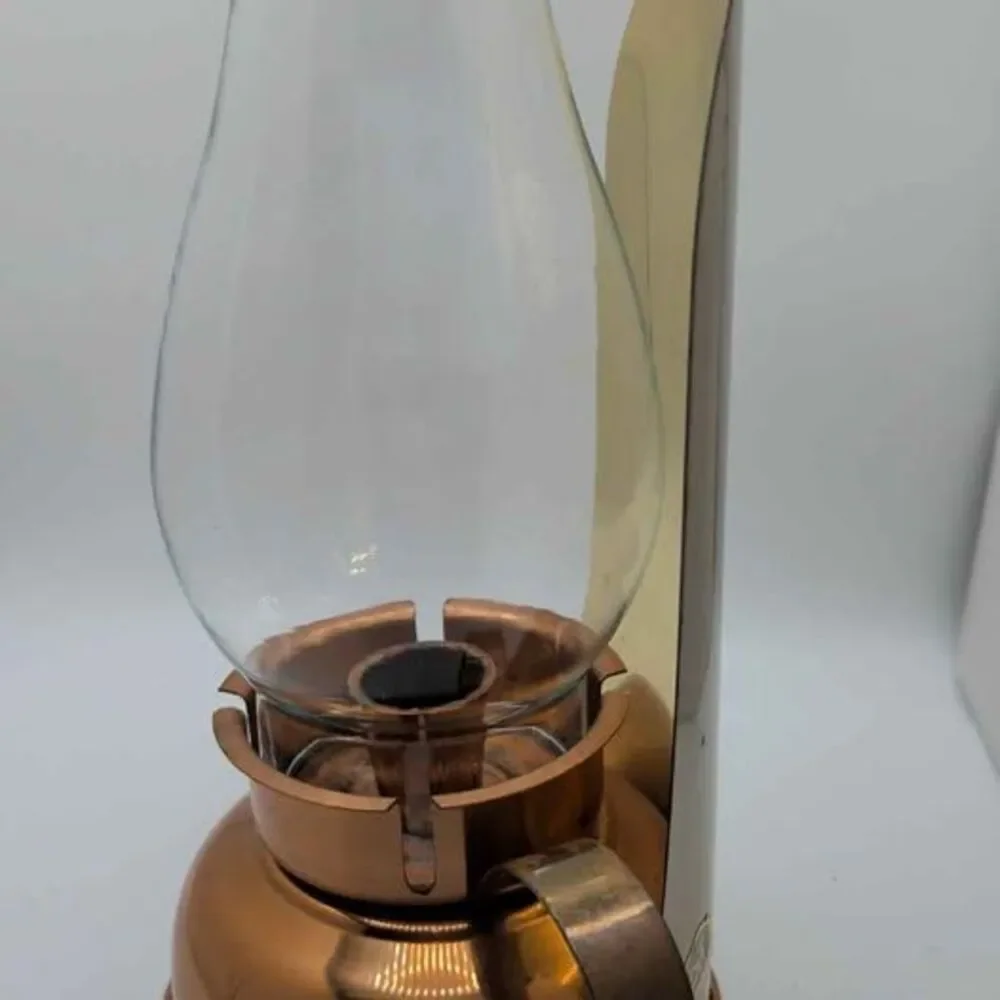 Vintage Coppercraft Guild Copper Hurricane Lamp Candle Holder Wall Sconce Glass